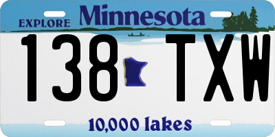 MN license plate 138TXW