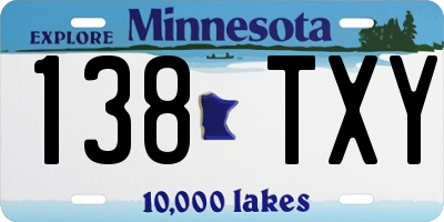 MN license plate 138TXY
