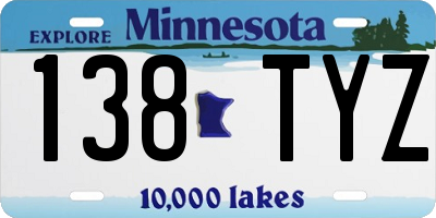 MN license plate 138TYZ