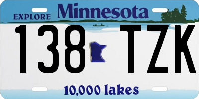 MN license plate 138TZK