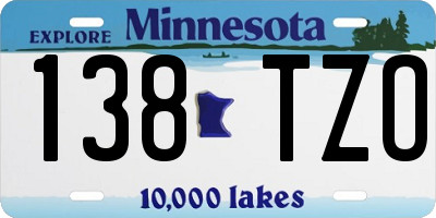 MN license plate 138TZO