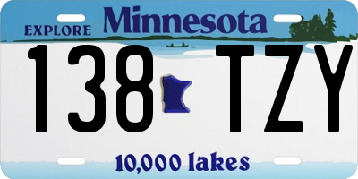 MN license plate 138TZY