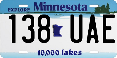 MN license plate 138UAE