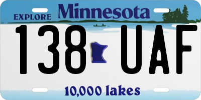 MN license plate 138UAF