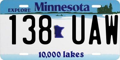 MN license plate 138UAW