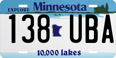 MN license plate 138UBA