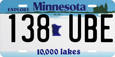 MN license plate 138UBE