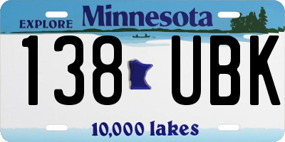 MN license plate 138UBK