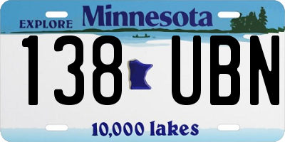 MN license plate 138UBN