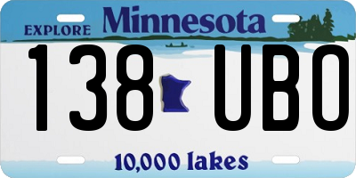 MN license plate 138UBO