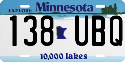 MN license plate 138UBQ