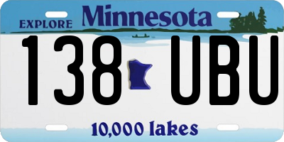 MN license plate 138UBU