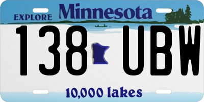 MN license plate 138UBW