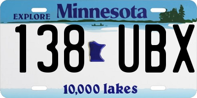 MN license plate 138UBX