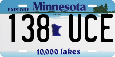 MN license plate 138UCE