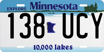 MN license plate 138UCY