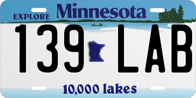 MN license plate 139LAB