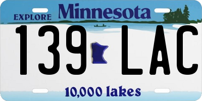 MN license plate 139LAC