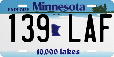 MN license plate 139LAF