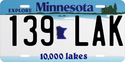 MN license plate 139LAK