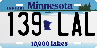 MN license plate 139LAL