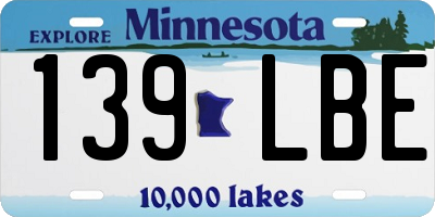 MN license plate 139LBE