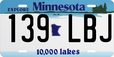MN license plate 139LBJ