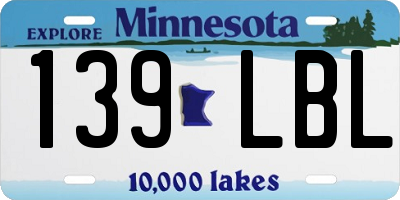 MN license plate 139LBL