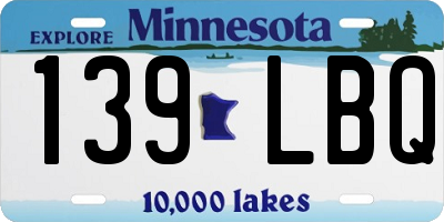 MN license plate 139LBQ