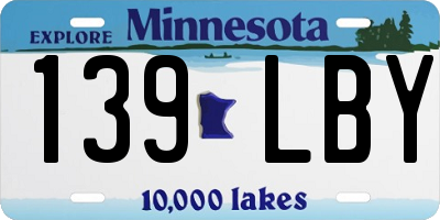 MN license plate 139LBY