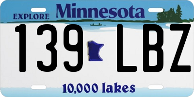 MN license plate 139LBZ
