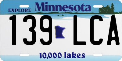 MN license plate 139LCA