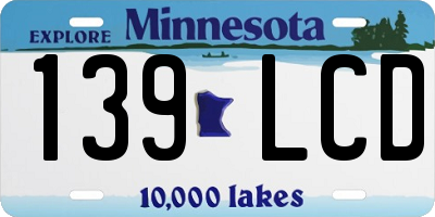 MN license plate 139LCD