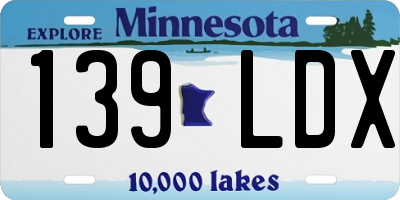 MN license plate 139LDX