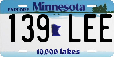 MN license plate 139LEE