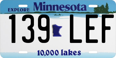 MN license plate 139LEF