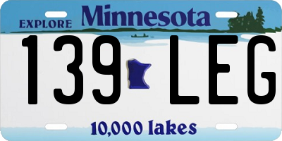 MN license plate 139LEG