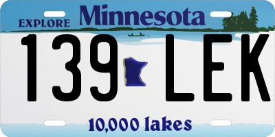 MN license plate 139LEK