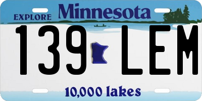 MN license plate 139LEM