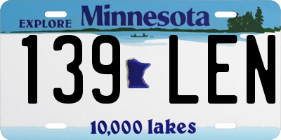 MN license plate 139LEN