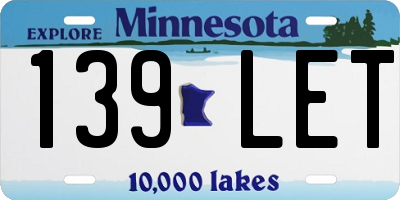 MN license plate 139LET