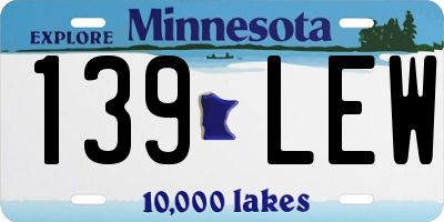 MN license plate 139LEW