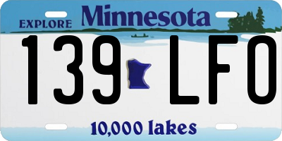 MN license plate 139LFO
