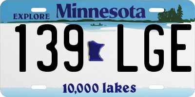 MN license plate 139LGE