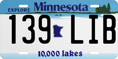 MN license plate 139LIB