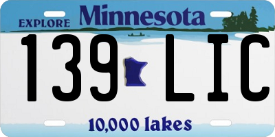 MN license plate 139LIC