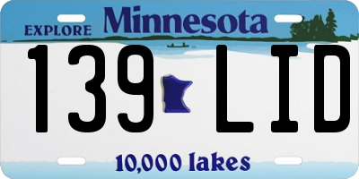 MN license plate 139LID