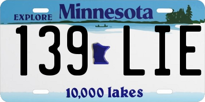 MN license plate 139LIE