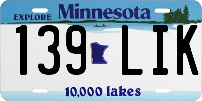 MN license plate 139LIK
