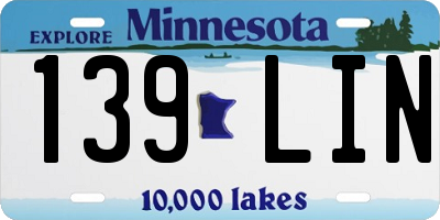 MN license plate 139LIN